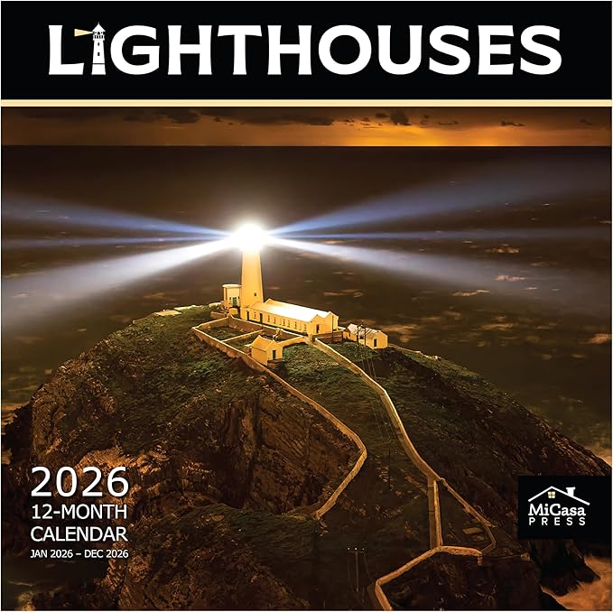 MICASA PRESS Lighthouses 2026 Wall Calendar 12 Month | 12" x 24" Open | Thick & Sturdy Paper | Giftable | Travel Calendar 2026