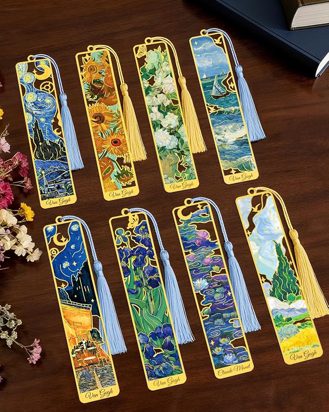 Metal Bookmarks with Tassel, Monet Oil Painting Theme Cute Book Markers for Reading Women, Book Lovers, Reading Accessories Gifts for Book Lovers