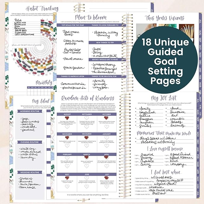 bloom daily planners HARDCOVER Planner 2026-2027 for Women - Academic Year (July 2026 - July 2027) 13 Months - A5 Monthly & Weekly Agenda Book - 5.5” x 8.25” - Seaside Whimsy