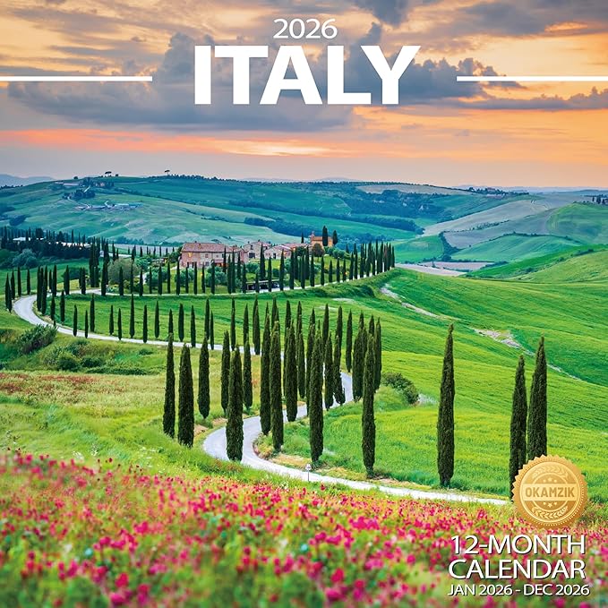 2026 Wall Calendar Planner Calendar - Italy Hangable Monthly Wall Calendar with Large Blocks for Organizing & Planning, Academic Schedule, Home, Office & family, Thick & Sturdy Paper (12"x24" Open)