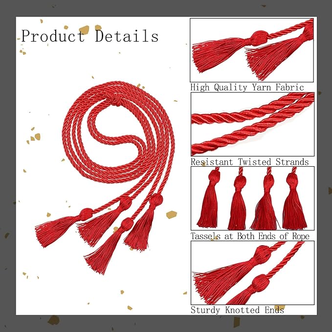 Graduation Double Honor Cords with Tassels Braided Academic Ropes for High School College Ceremony 68 Inch (Red)