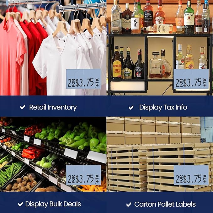 Blue Pricing Labels for Monarch 1131 Price Gun – 8 Sleeves, 64 Rolls Value Pack - 160,000 Price Marking Labels – with Ink Rolls Included