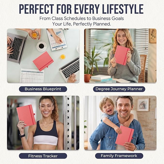 Weekly Planner 2026-2027 A5 (6.5" x 8.5") 12 Months (Jul'26 - Jun'27) Weekly & Monthly Planner with Month Tabs & Inner Pocket, Expenses/Note Pages, PU Leather Pink