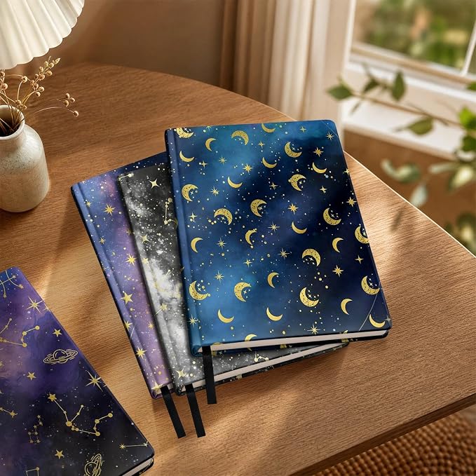 6 Pack Stretchable Book Covers, Jumbo Book Covers for Paperbacks Hardcover Books up to 9 x 11 Inches, Reusable Washable Protective Fabric Books Sleeves, Starry Sky