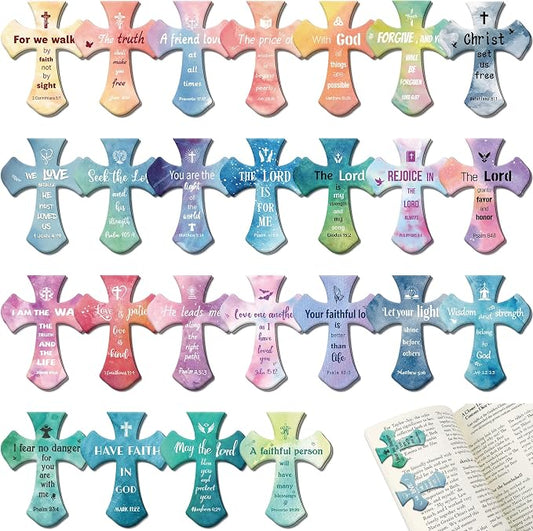 50Pack Magnetic Bookmarks Christian Bookmarks Bulk Cross Bible Bookmark for Reading Women Men Kids Book Lovers Gifts, Religious Magnet Bookmark Clips Cute Personalized Book Markers (Watercolor)