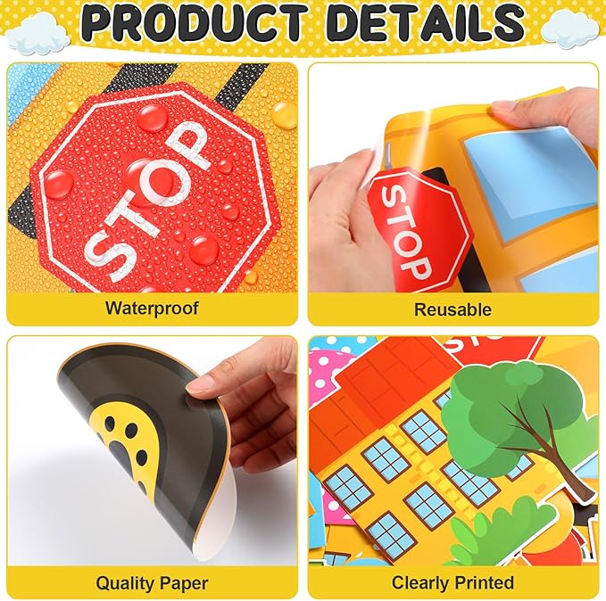 Funrous 89 Pcs Back to School Bulletin Board Set Yellow Bulletin Board Borders Yellow Bus Cutouts DIY Photo Crafts Rolling into a Great School Year Classroom Decor for Welcome Back Classroom Office