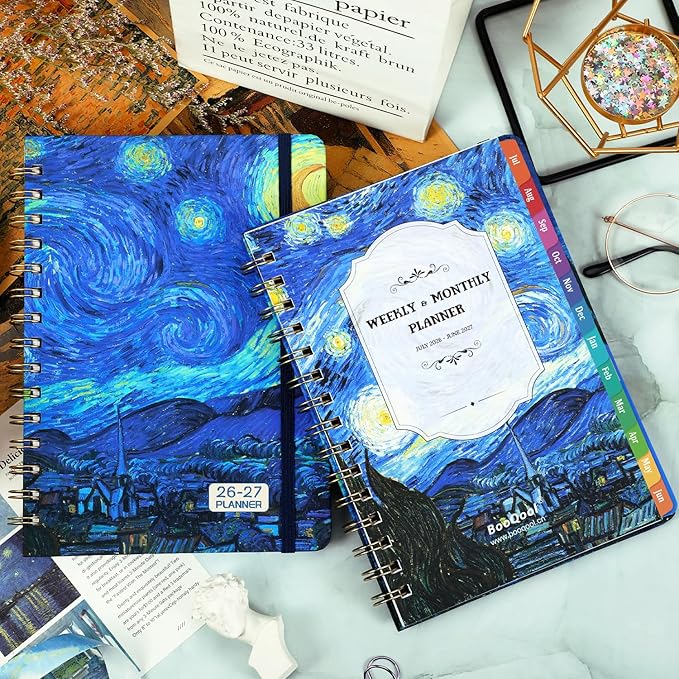 2026-2027 Planner – Jul.2026 - Jun.2027, Weekly ＆ Monthly Academic Planner 2026-2027, with Tabs, 6.4" x 8.5", Hardcover, Strong Binding, Thick Paper, Back Pocket, Elastic Closure, Inner Pocket