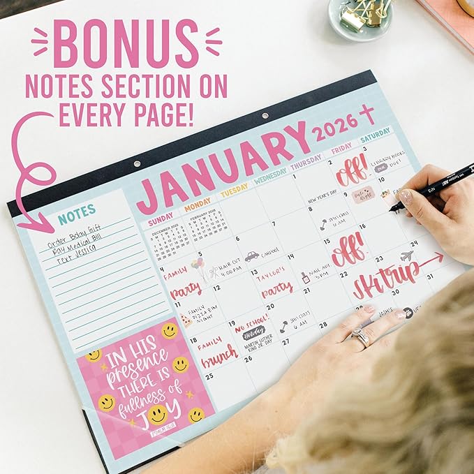 Hadley Designs Large Teacher Desk Calendar 2026-2027 - Desktop Calendar 2026, 18-Month Desk Calendars for Home, Office & Classroom, Cute Classroom Must Haves, Teacher Appreciation Gifts