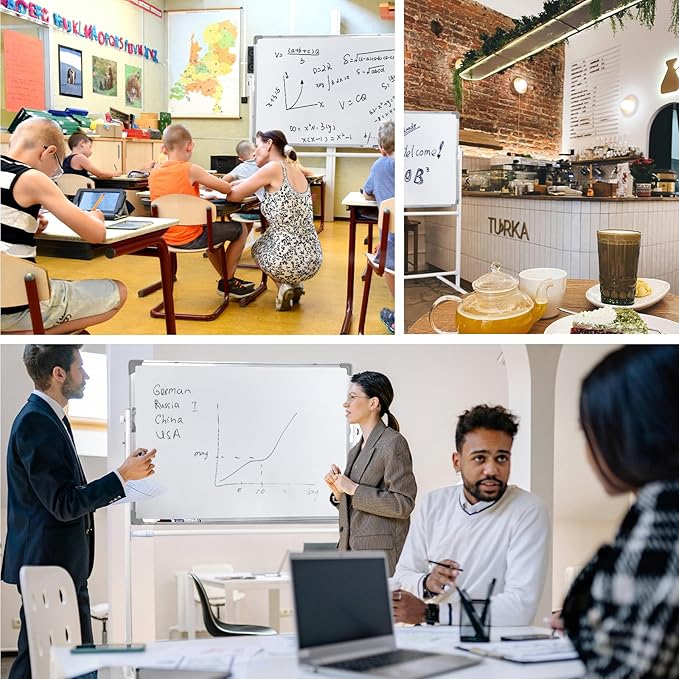 whiteboard Stand Only,Whiteboard Mounting Brackets,Adjustable whiteboard Easel Only,Restaurant Stand Up White Board,Large Rolling White Board Stand Only, for Home and Office Student。