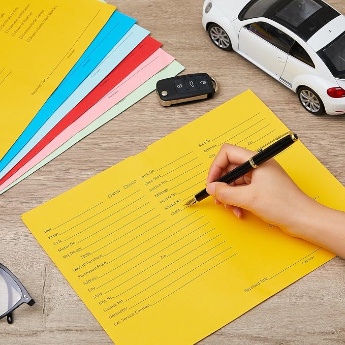 Watersay 30 Pcs 9 x 12 in Vehicle Dealer Jackets for Car Sales 32lb Colored Printed Deal Envelopes Dealership Supplies File Jackets Automotive Folders for Car Dealerships (Classic,Colorful)
