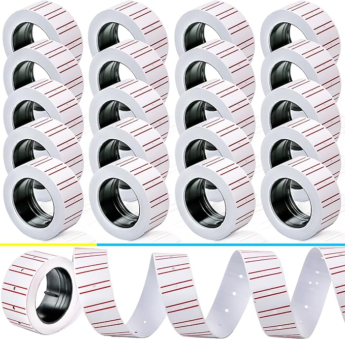 MotBach 15000Pcs 30Rolls Price Stickers Price Tags Labels for Mx-5500 Labeller, White Price Gun Labels Stickers Tags White Pricemarker Machine Sticker Label tag