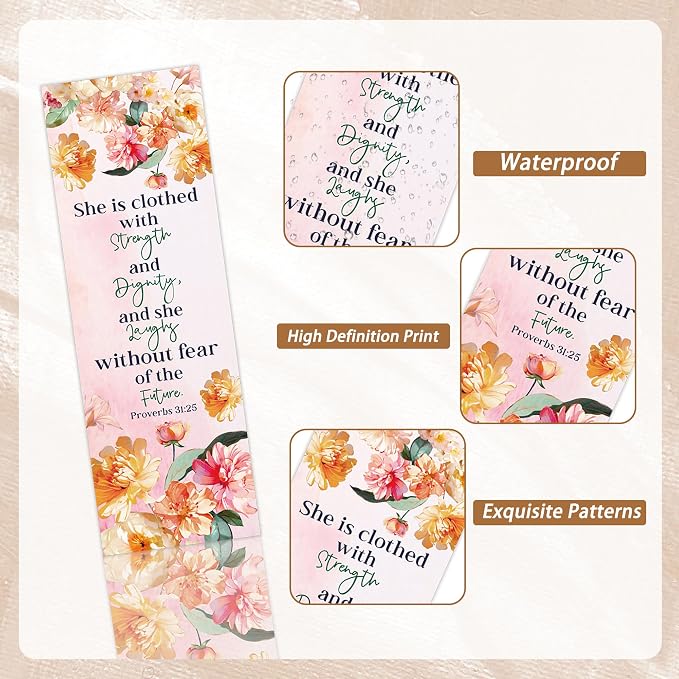 Bible Flower Bookmarks, 100 Pcs Pretty Christian Floral Book Marks, Religious Spiritual Gifts for Reading Women Book Lovers