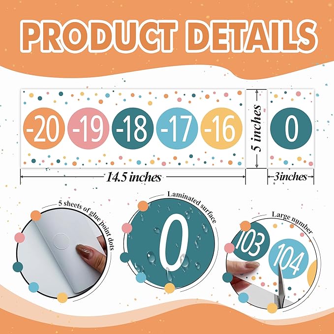 29 Pieces Number Line for Classroom Wall -20 to 120 Number Line Bulletin Board Border Rainbow Classroom Decorations Math Posters for Teachers