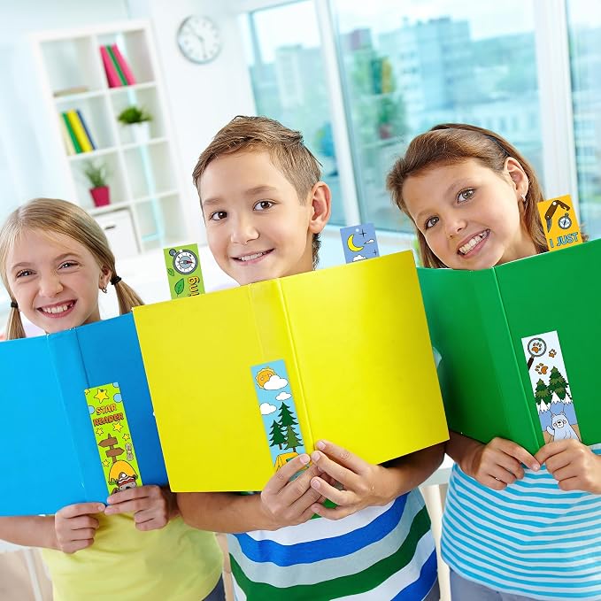 ANGOLIO 123P Camping Color Your Own Bookmarks for Kids Summer Funny Camping Tent Jungle Animal Campfire DIY Coloring Blank Book Markers for Teacher Student Classroom Art Crafts Birthday Party Supplies