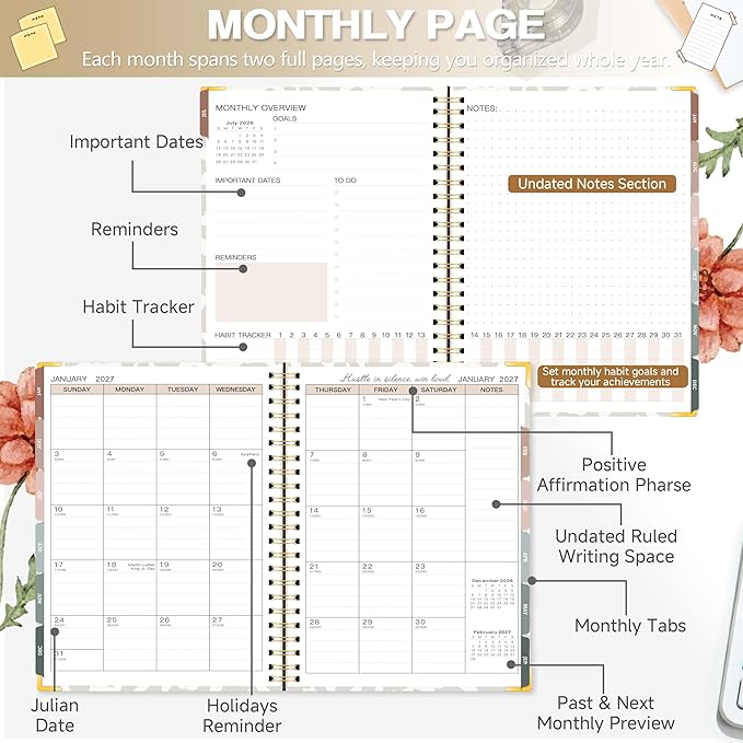 2026-2027 Academic Planner, Large Weekly & Monthly Appointment Book from Jul. 2026 - Jun. 2027, Work Life Daily Hourly Planner with Time Slots, A4 Agenda Organizer for School,Leopard Print, 8.5" x 11"