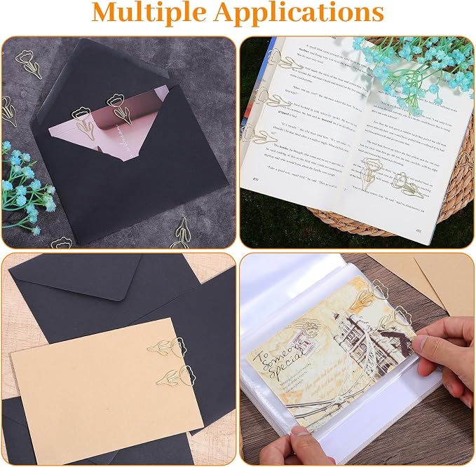 Cute Paper Clips, 60Pcs Decorative Paperclips Metal Flower Shaped Paper Clips Bookmarks for Home Office Supplies Desk File Organization Wedding Decoration
