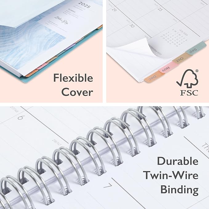 Blue Sky Planning Calendar Notes, Monroe Dark, Weekly/Monthly Layout, Safety Wirebound (Tides- 2025, 5.875" x 8.625")
