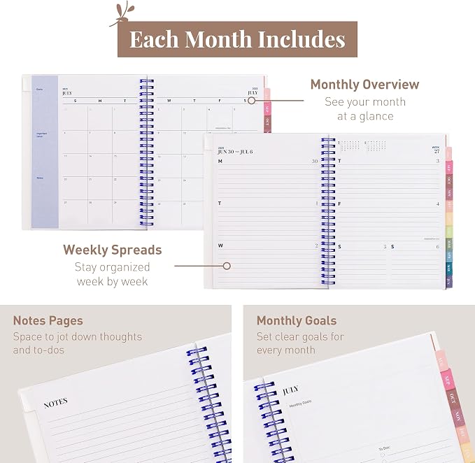 Rileys Academic Planner 2025-2026, Daily, Weekly & Monthly Planner, July 2025 - June 2026, Student Notes Pages, Twin-Wire Binding, Weekly Agenda for School & Work (8 x 6-Inches, Blue, Chunky)
