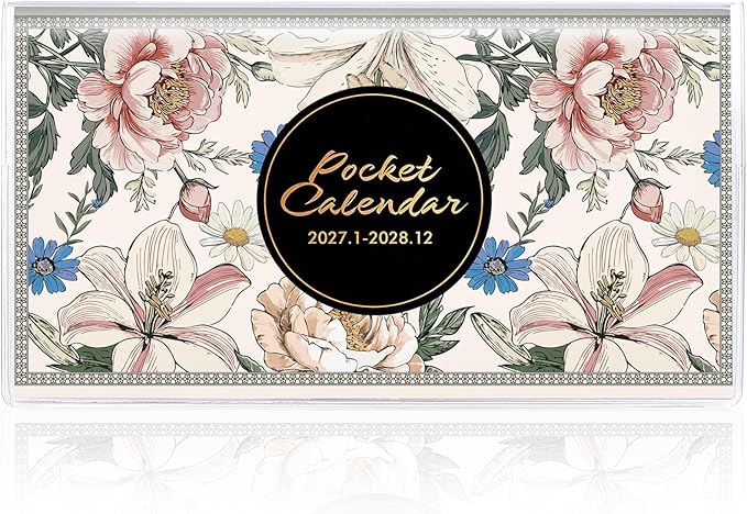 Pocket Calendar 2027-2028 for Purse, Small Pocket Planner 2027-2028 for Purse 3.5×6.5In, 24 Month Organizer from Jan 2027- Dec 2028 Mini Planner with Pvc Cover for Organizing & Planning