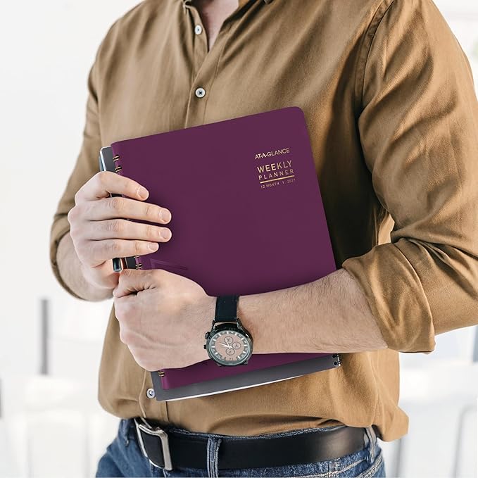 AT-A-GLANCE 2027 Appointment Book Planner, Weekly & Monthly, 8.25" x 11", Half-Hourly, Contemporary, Purple (70940X1427)