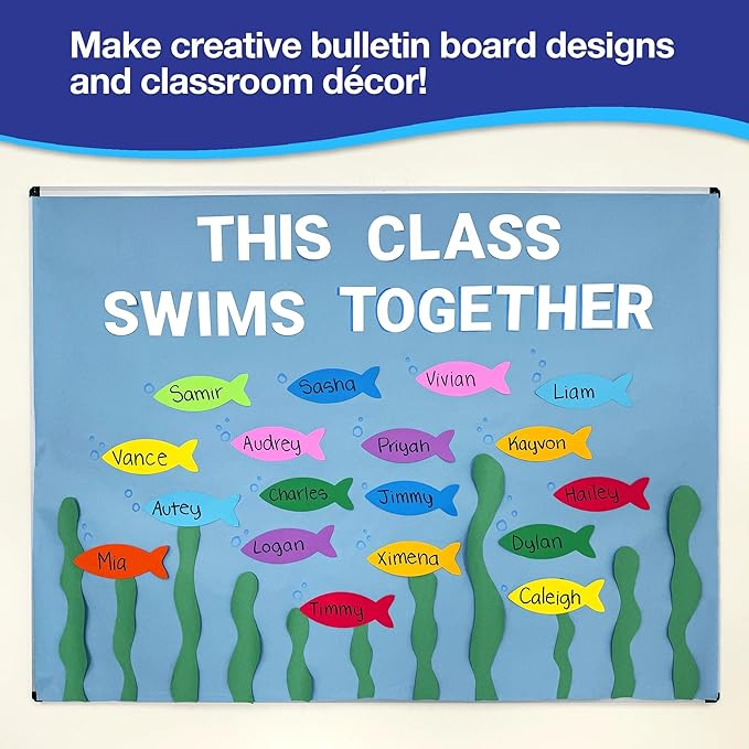 80 Pieces Paper Fish Cutouts, Ocean Animal Shapes for Kids Crafts, Under The Sea Decorations, Classroom Bulletin Boards, Summer Camp Activities, Bright Double Sided Cardstock, USA Made