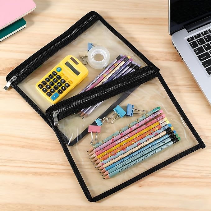 8 Pcs Clear Zipper Pouches, Clear Pencil Pouch,PVC Waterproof Makeup Pouch Envelopes Folder Storage,Document File Organization Bags for Home Office Supplies(10.6 x 8.3inch)