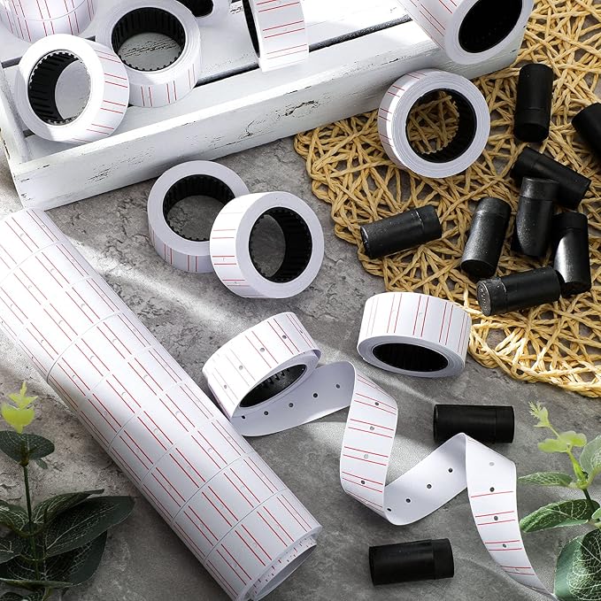 16012 Pieces Price Gun with Labels for Retail 40 Rolls Pricing Gun Stickers 12 Pieces Ink Refill Rollers fit MX5500 Single Line Price Making Machine for Office, Yard, Grocery Organization Marking