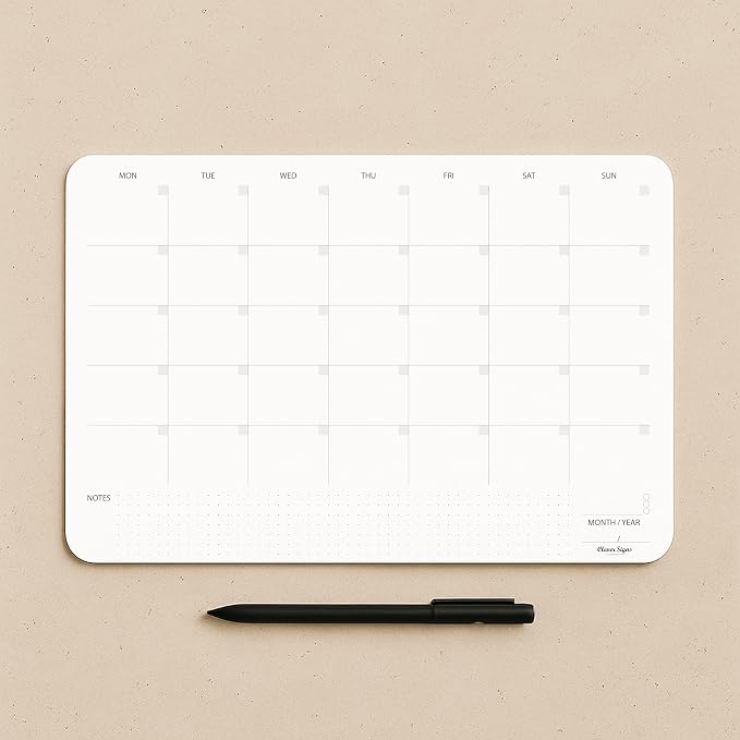 Undated Monthly Planner Notepad,Desk Calendar for Organizing&Scheduling Tasks-Productivity Tracker,Goals,Notes&To-Do Lists–A4 Size (8,3"X11,7")Premium Thick Paper with Cardboard Back Support 50 Sheets