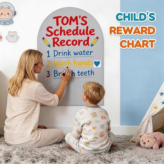 Magnetic Arch Wall Decal for Kids,Upgraded Thickened Magnetic Chalkboard for Most Wall,Suitable for Home Decoration Wallpaper and Children's Game Room (Grey, 16" W x 24" H)