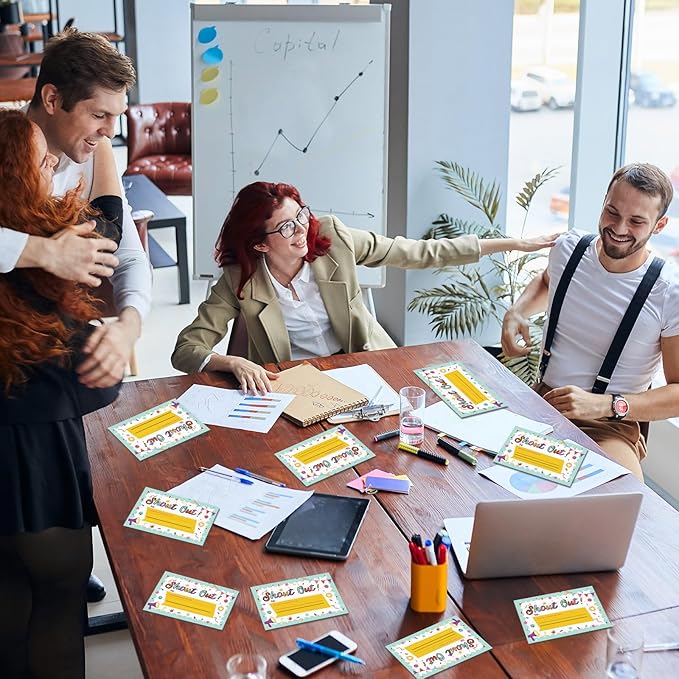 60Pcs Colorful Shout Out Cards for Employees Office Staff Teachers Students Coworkers Positive Appreciation and Recognition Reward Cards Encouragement Card for School or Work Bulletin Boards 6x4 in