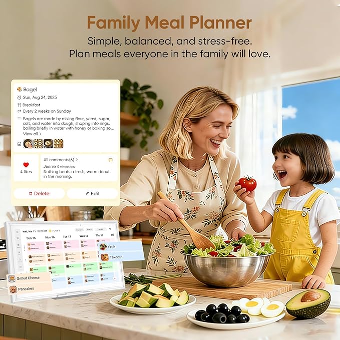 aiprotablet 15.6-inch Digital Calendar Chore Chart, Electronic Wall Planner Smart Calendar Touchscreen for Family Schedules, Meal Planner, Task Rewards, Picture Frame, Wall & Desk Mountable, Great for Organizing Your 2026 Calendar