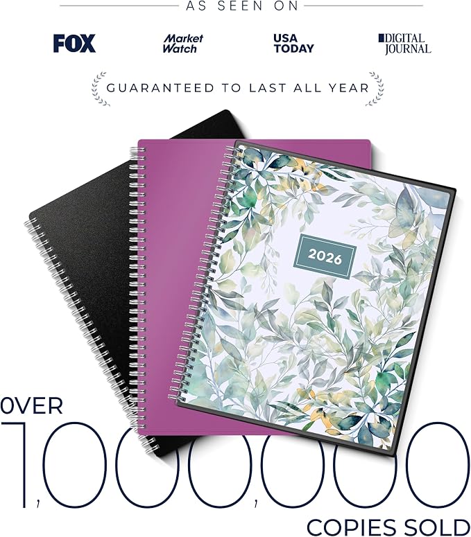 Ensight 2026 Appointment Book and Planner 6.5" x 8.5" Large Hourly Weekly Daily Schedule Book with Tabs, 30 Minute Time Slots, Floral Calendar Organizer Jan 2026–Dec 2026 Appointment Planner - Floral