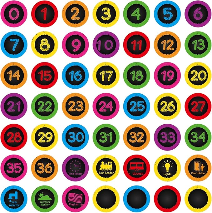 COCHIE Colorful Line Up Spots for Classroom Floor Decorations, 52PCS 4" Number Stickers for Teachers, Vinyl Floor Dots Decals, Back to School Supplies for Preschool, Kindergarten, Elementary (Black A)