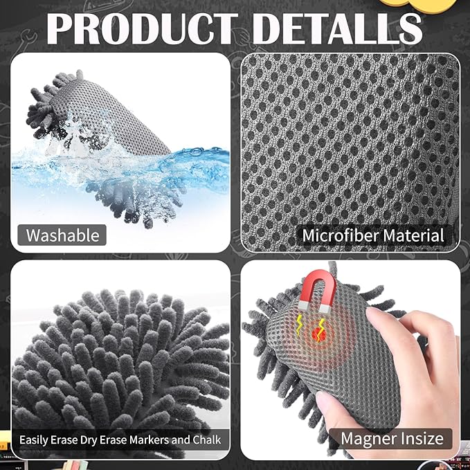 Sherr 36 Pcs Microfiber Shag Magnetic Erasers Bulk Washable Dry Erase Whiteboard Erasers for Whiteboard, Chalkboard, and Memo Boards Marker, Chalk Mark, Office Supplies Adult(Gray Color)