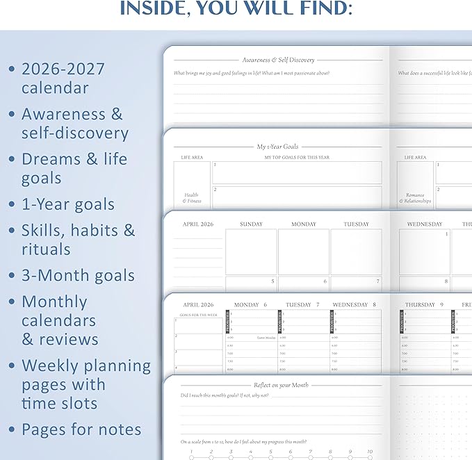 Legend Dated Hourly Weekly Planner 2026 – Daily, Monthly & Yearly Agenda with Time Slots – Hardcover Organizer Journal, 5.8x8.3” (Periwinkle)
