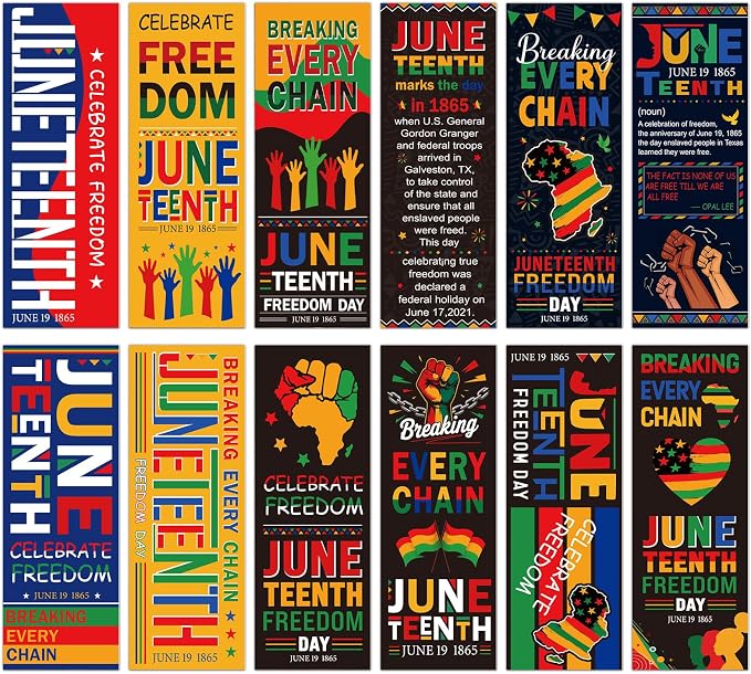 Wxiben Juneteenth Bookmarks Gifts Set - 120 Pcs Freedom Day Bookmarks 1865 African American Book Marks Page Marker Clip Inspirational Favors for June 19th Office School Home Party Supplies