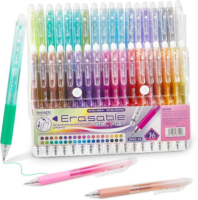 Retractable Erasable Gel Pens Clicker,Fine Point 0.7mm Smooth Writing Pens,Cute Pens For Writing Journaling Taking Notes School Office Home. (36 Colors)