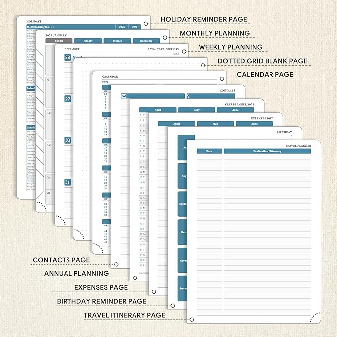 Planner 2026-2027 Weekly & Monthly Planner, 18 Month Academic Calendar July 2026 – Dec 2027, Horizontal Layout with Monthly Tabs, Textured Fabric Hardcover, Yellow
