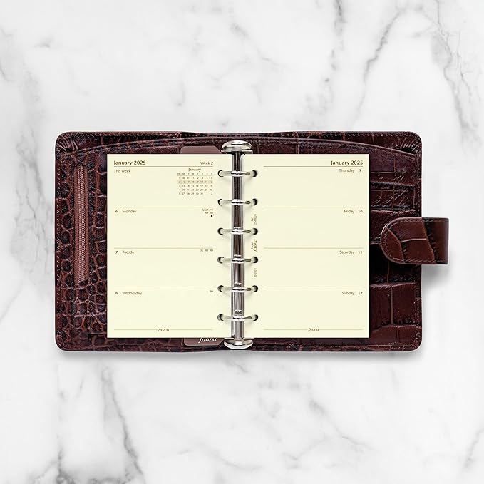 Filofax Calendar Diary Refill, Pocket Size, Week-to-View, Cotton Cream Paper, Unruled, English, 2025 (C68224-25)