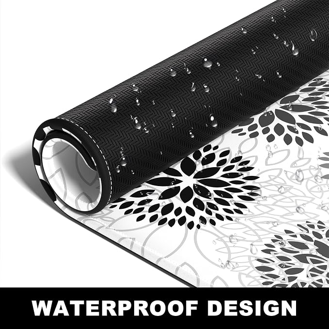 BOSOBO Large Mouse Pad, Desk Pad, XXL XL Extended Gaming Mouse Pad, Desk Mat for Office & Home, Long Keyboard Huge Mat, Desktop Full Cover 31.5 x 11.8 Inches, Minimalist White Black Flower