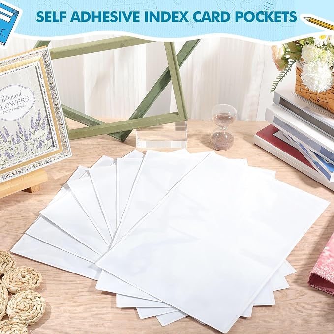 Outus 30 Pcs Self Adhesive Shop Ticket Holders Clear Plastic Sleeves Adhesive Pockets Work Order Job Ticket Holders for Back to School Student Label Home Office Posting Signs (11 x 17 Inch)