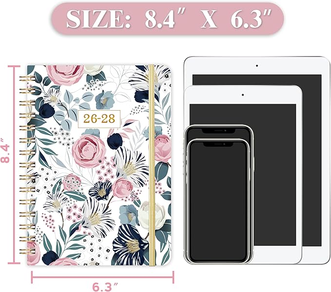 2026-2028 Monthly Planner - 3 Year Monthly Planner 2026-2028, JAN 2026 - DEC 2028, 8.4" x 6.3", Calendar Planner With Hardcover, 36-MonthTabs, Notes Pages, Inner Pocket, 36-Month Calendar - Flowers