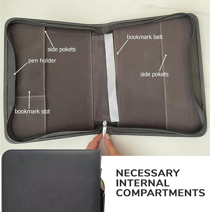 DEHITE Bible Cover Case for Men and Women – Leather Bible Carrying Bag – Pen Slots – Zippered Pocket – Premium Faux Leather