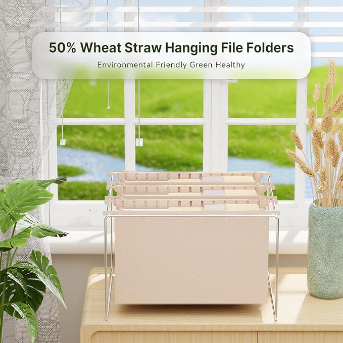 XINGIA Legal Size Hanging File Folders Extra Capacity,Wheat Straw 3 Inch Expanding File Folders Hanging with Tabs,6 Pack Plastic Hang Folders for File Cabinets, Pink File Folders for File Frame