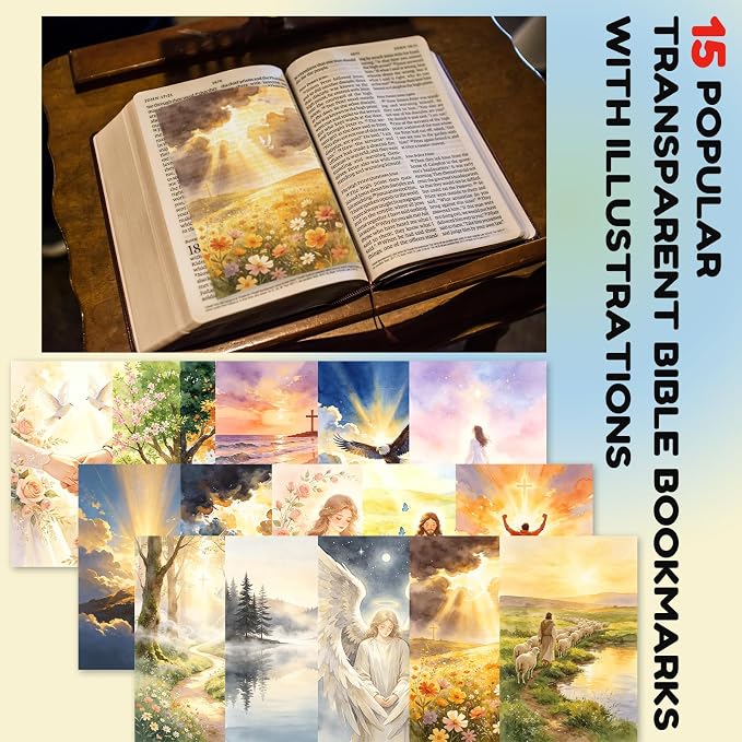 15PCS Bible Page Inserts for Women Christian Bookmarks & Bible Tip Ins Fantasy Bible Bookmarks Bible Journaling Supplies Bible Accessories for Women Church Gifts for Readers & Moms