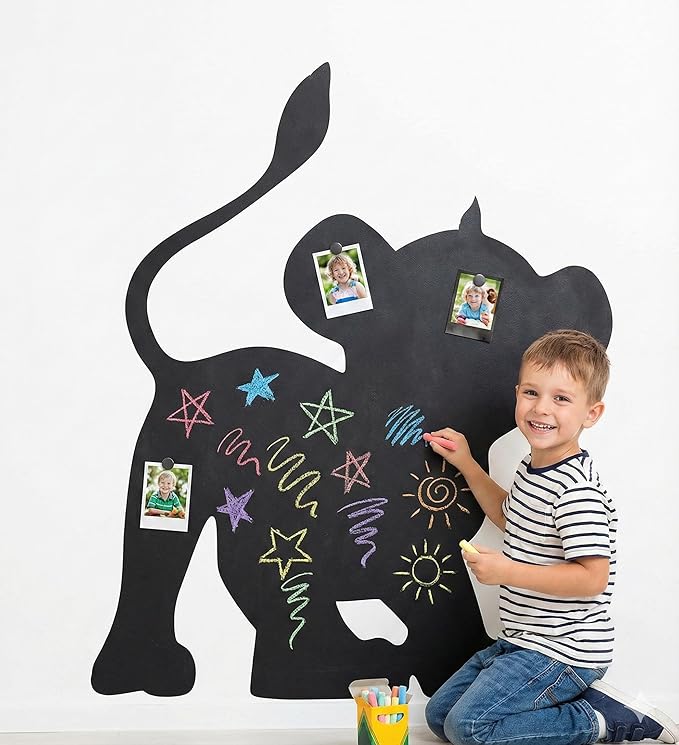 Cartoon-Style Magnetic Wall Chalk Board for Kids - Peel & Stick Magnetic Board for Drawing, Writing & Learning - Chalkboard Wall Sticker for Playrooms, Bedrooms, Classrooms & Homeschool - Lion