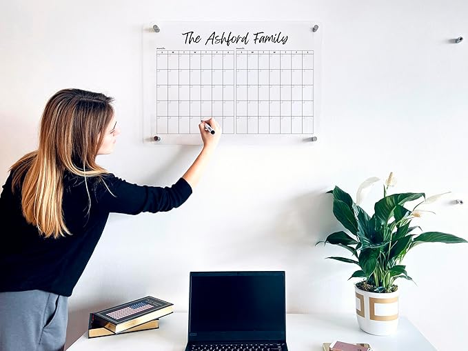 Custom 2-Month Acrylic Wall Calendar 2026 - Personalized Dry Erase Monthly Planner, Horizontal Wall Organizer, Reusable To-Do List, Housewarming Gift