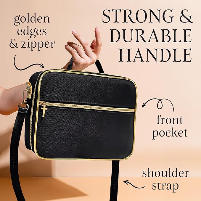Bible Cover for Bible Study Supplies – Cute and Practical Bible Case with Pencil Case, Briefcase Strap – Bible Cover Case for Women, Teens, Girls – Durable Waterproof Polyester Book Case