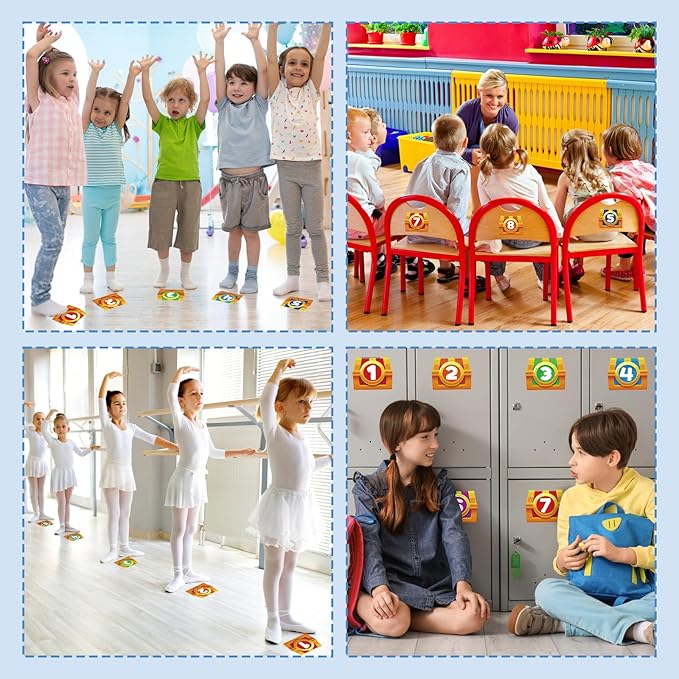 Floor Number Stickers for Classroom - Treasure Box Line Up Spots for Classroom Floor Number Stickers 1-36 Line Up Spots Dots Decals for Pre K Kindergarten Elementary Teacher Supplies, 48PCS
