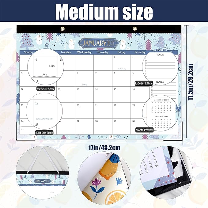 GuassLee Desk Calendar 2026-2027, Desk Top Calendar from Jun. 2026 to Dec. 2027, 17" x 11.5" Large School Year Desk Wall Calendar with To-Do List and Notes for Office School Home Teacher Planning